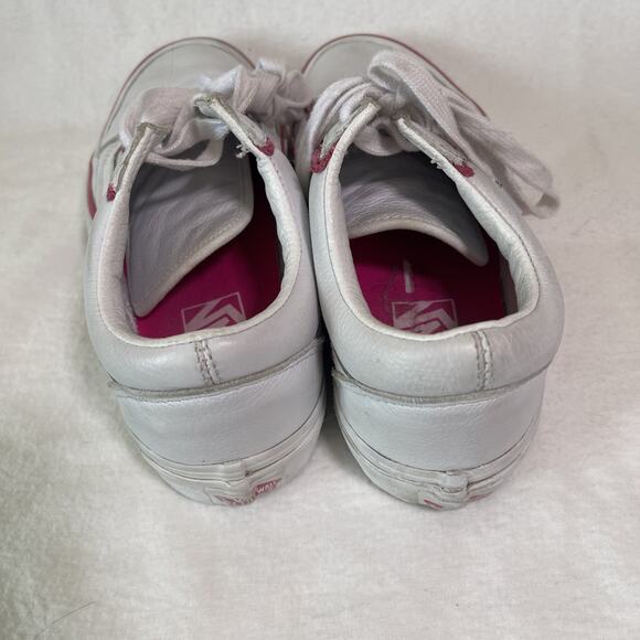 Vans Old Skool White Leather With Pink BOLTS - Size 7.5 Women’s - Picture 3 of 7
